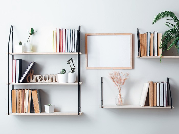 Use floating shelves to keep your favorites at your fingertips